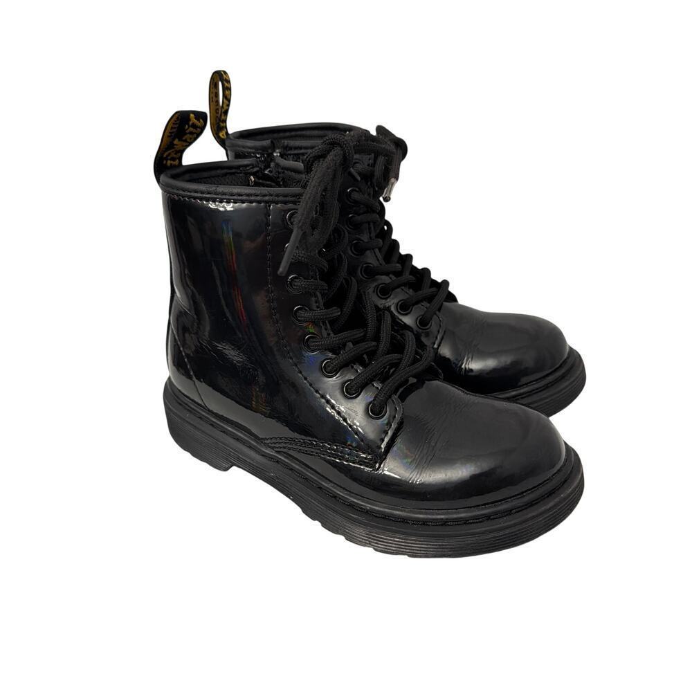 Dr Martens Boots Girls Size 13 Black Patent Leather Zipper Kids 1460 J Youth